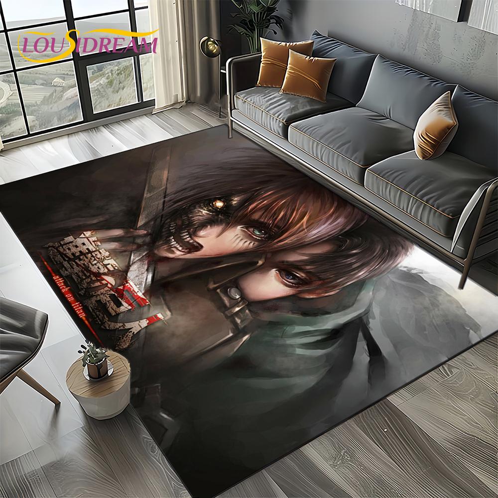 Attack on Titan Eren Anime Cartoon Carpet Rug for Bedroom Living Room Home Sofa Decoration,kids Play Decor Floor Mat Gift