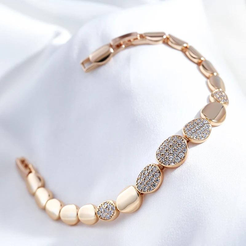 Golden Oval Link Zircon Bracelet for Women Personality Blingling Accessories Luxury Costume Jewelry