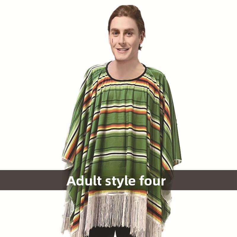 Mexický kostýmní plášť pro dospělé, ručně vyráběný, festivalové jevištní oblečení