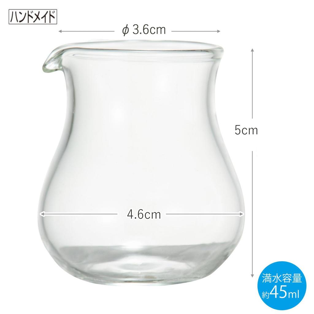 Toyo Sasaki Glass Syrup Pitcher, 45ml, Set of 6, Glass Creamer/Milk Pitcher, TS44026