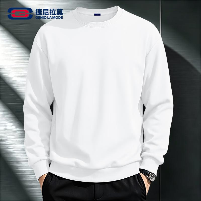 GENIOLAMODE Men's 330G Heavyweight Solid Color Round Neck Sweatshirt