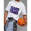 Weißes T-Shirt mit Hard Times Lightning Text Grafik für Freizeitkleidung