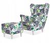 ARI PRINT Wing Chair with Footrest Scandinavian Family Furniture Robes