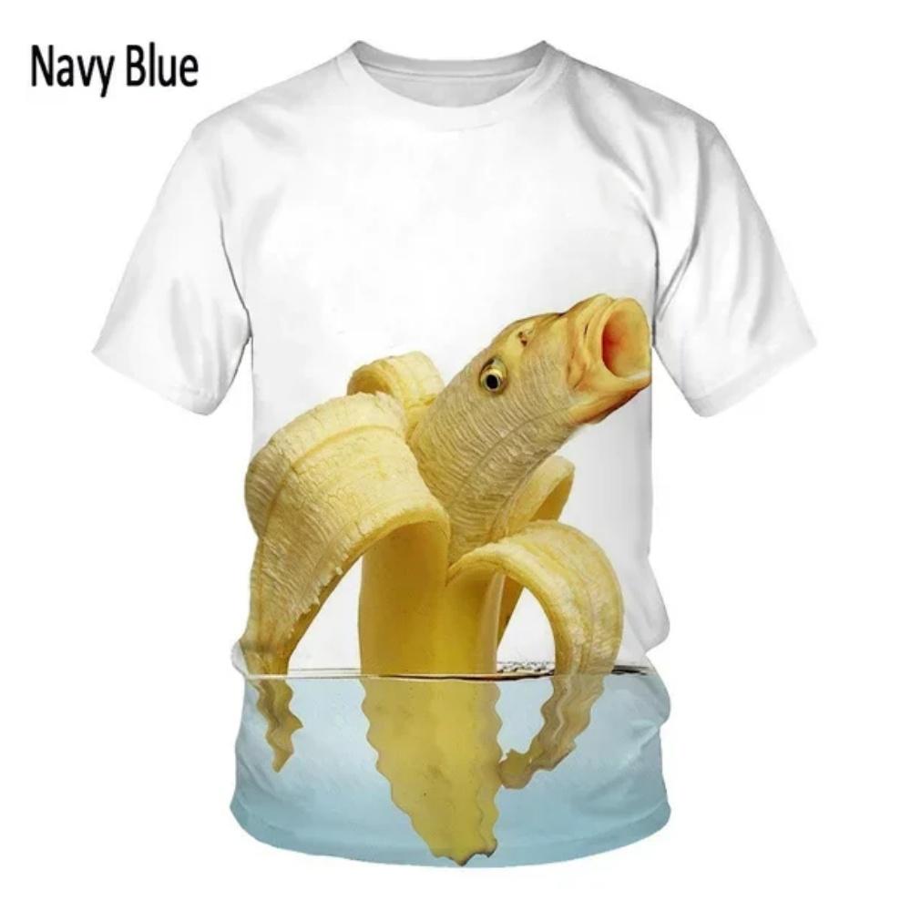 Funny Summer T-Shirt Round Neck Tops Fashion Casual Short Sleeve New Design Banana 3D Print Men's Cool T-Shirt Unisex Clothing