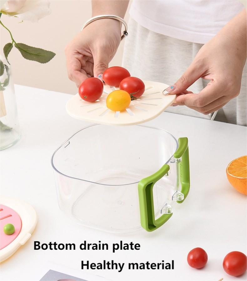 Multifunctional Folding Handle with Cover Washing Water Fruit and Vegetable Kitchen Fresh-keeping Filter Water Washing Basket