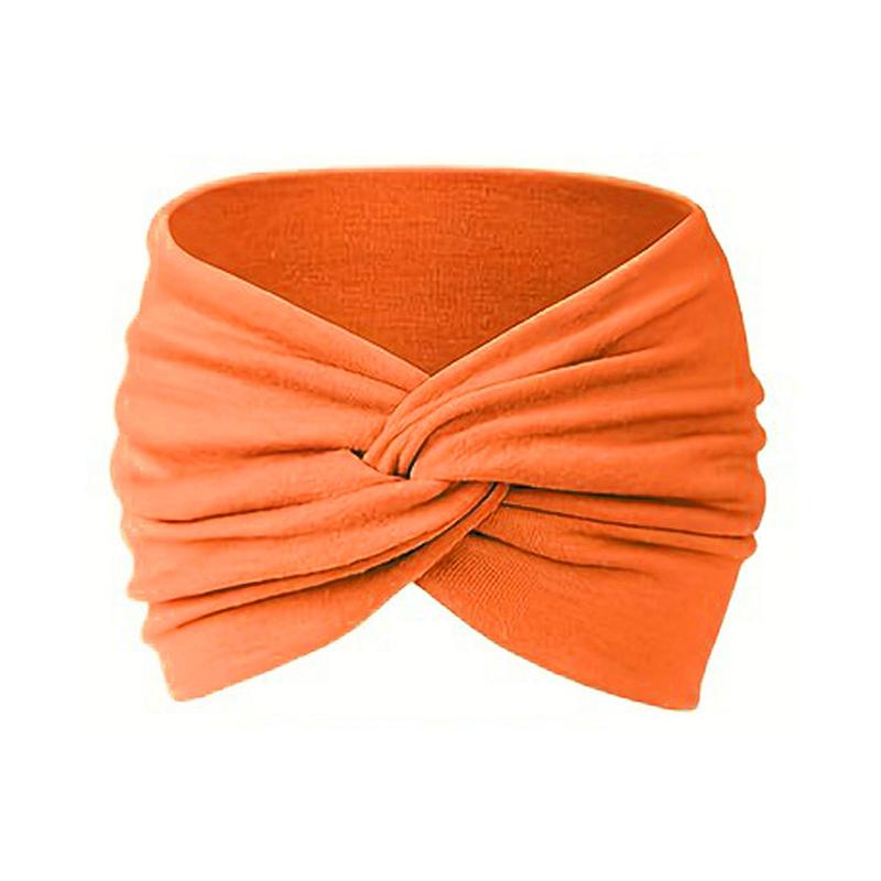 

1 шт. Женский головной убор Тканевая эластичная повязка на голову Широкий тюрбан Эластичное украшение для головы Резинки для волос красный/оранжевый