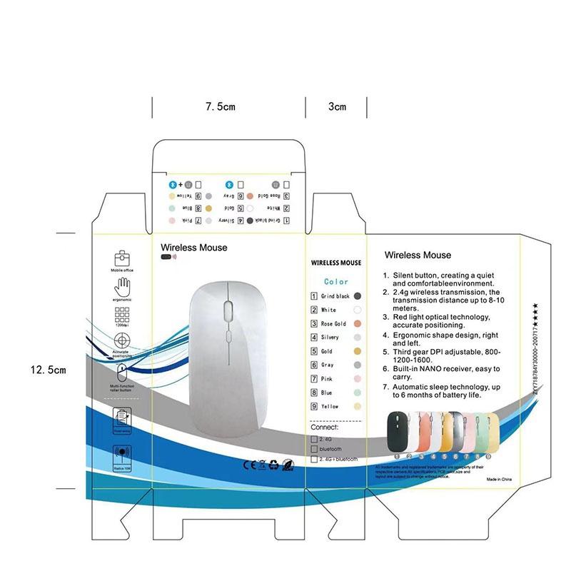 Neue Bluetooth-Dual-Mode-Funkmaus, ultradünne USB-Glasfaser-Leucht-Funkmaus, 2,4 G, Empfang von Hochgeschwindigkeits-Computern, speziell für LM