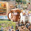 Ice Cream Pint Holder Highland Cow Dessert Tub Decorative Ice Cream Holder with Antifreeze Handle for Yogurt Mix Kids Home