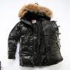 Off-road outdoor sports and leisure NB leather down jacket men's and women's thickened medium and long hooded white duck down jacket