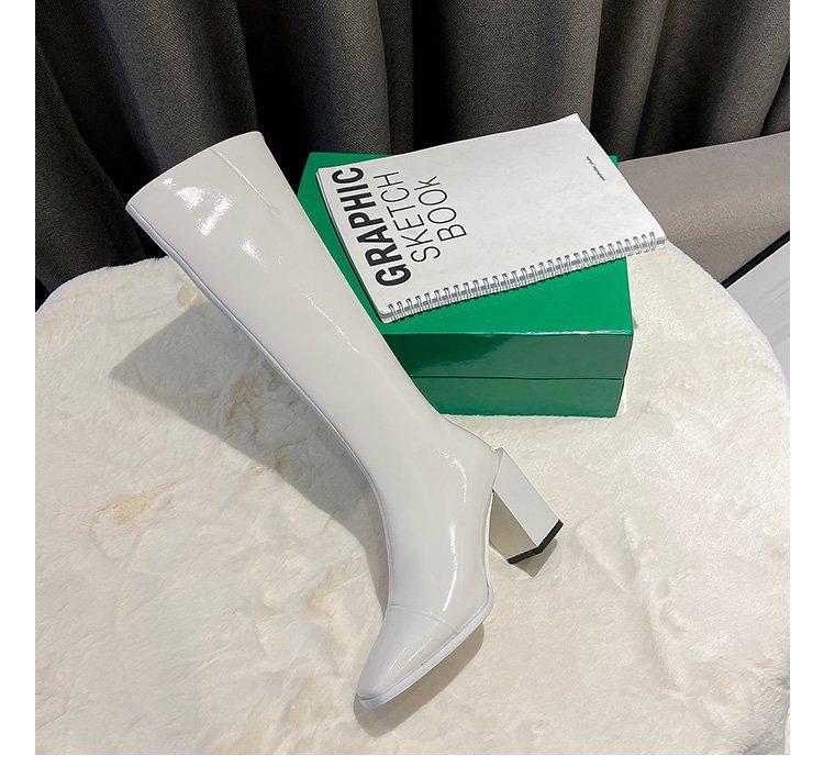 Boots Children's Autumn and Winter New Thick Heel High Heel High Knight Boots Thin Patent Leather Square Head But Knee Boots