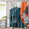 Boho Floral Bathroom Shower Curtain - Tropical Green Leaves, Pink Flowers - Waterproof Polyester Fabric - Mid Century Modern