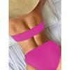 Sexy Solid Floral Strapless Bikini 2 Piece Set Women Split Swimsuit Beach New Summer Swimwear Bikinis Set