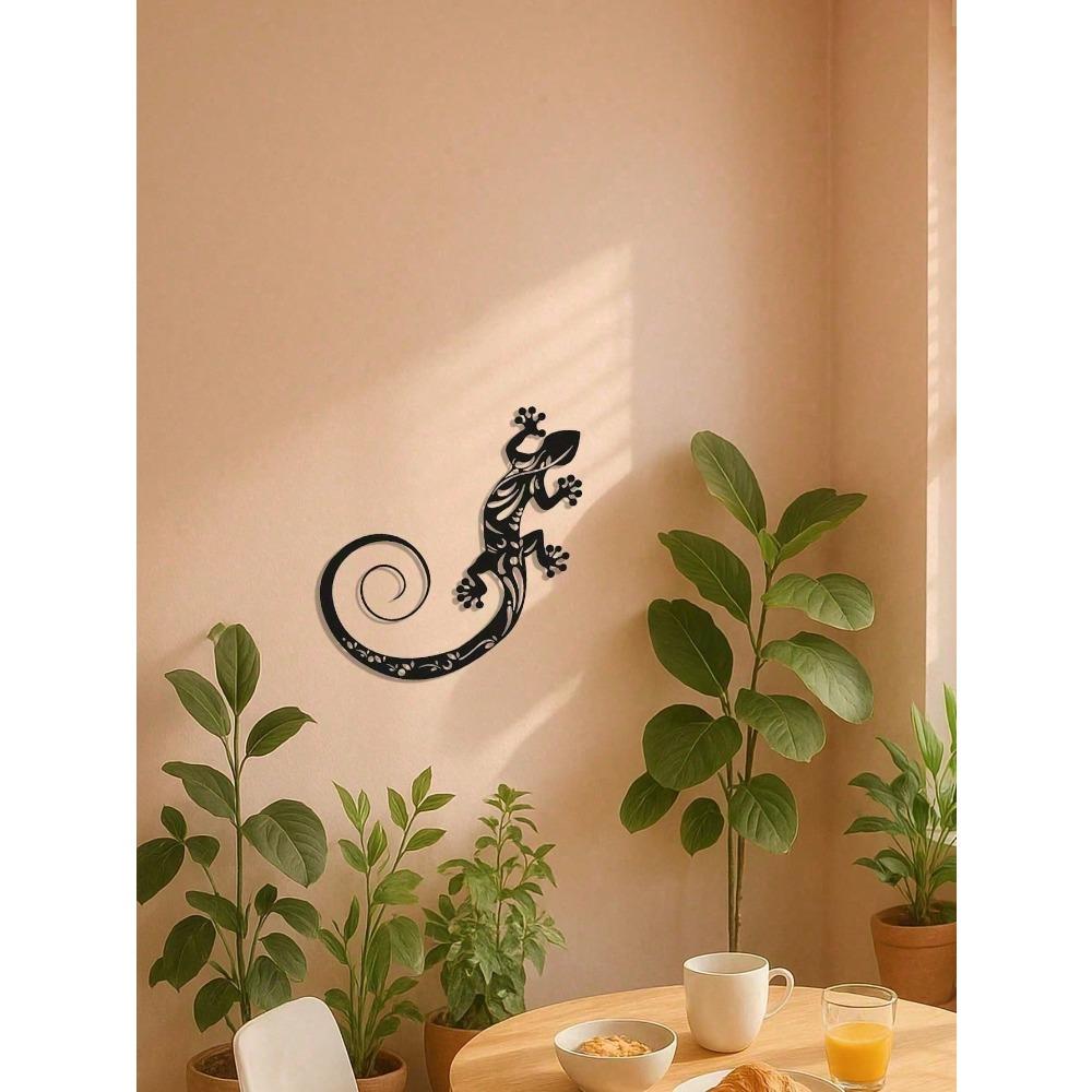 Handgefertigte Metallgecko-Wandkunst Moderne Geometrische Eidechsen-Skulptur für Boho-Wohnzimmer Schlafzimmer Büro Außenbereich Dekoration Einzigartiges Reptilien-Hängegeschenk