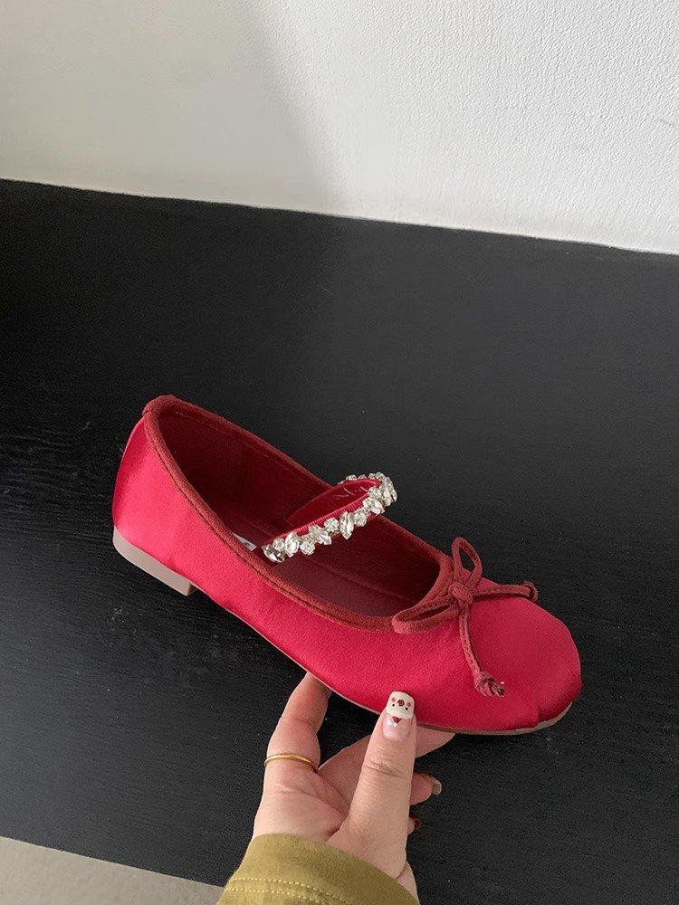 Evening Wind Shoes French Rhinestones with Mary Jane Single Shoes Flat Ballet Shoes Early Spring New Soft-soled Women's Shoes
