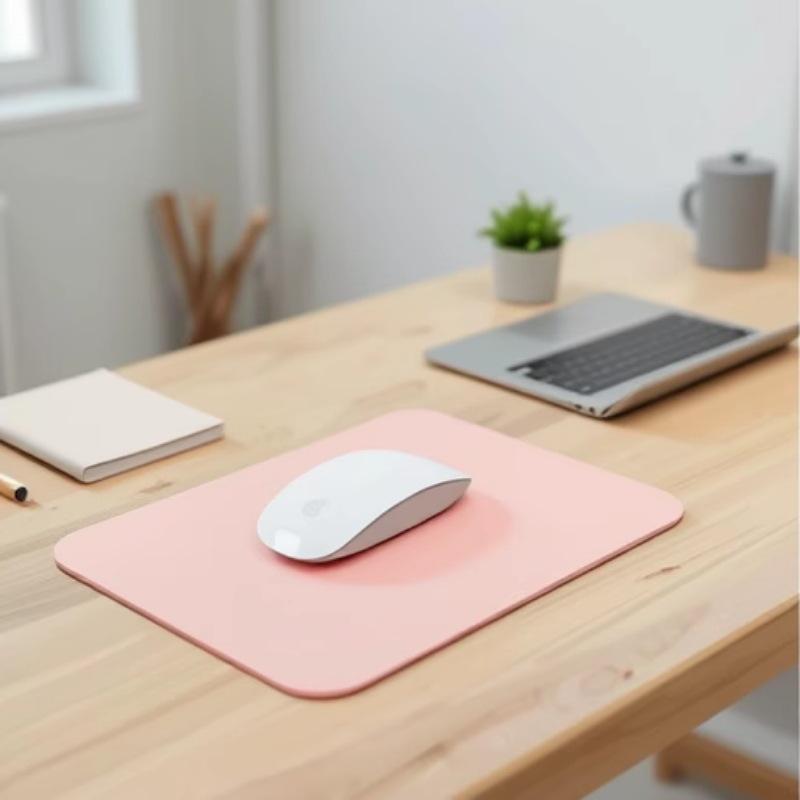 Minimalistická protiskluzová jednobarevná kožená podložka pod myš pro notebook, počítač, kancelářský stůl nebo hraní her