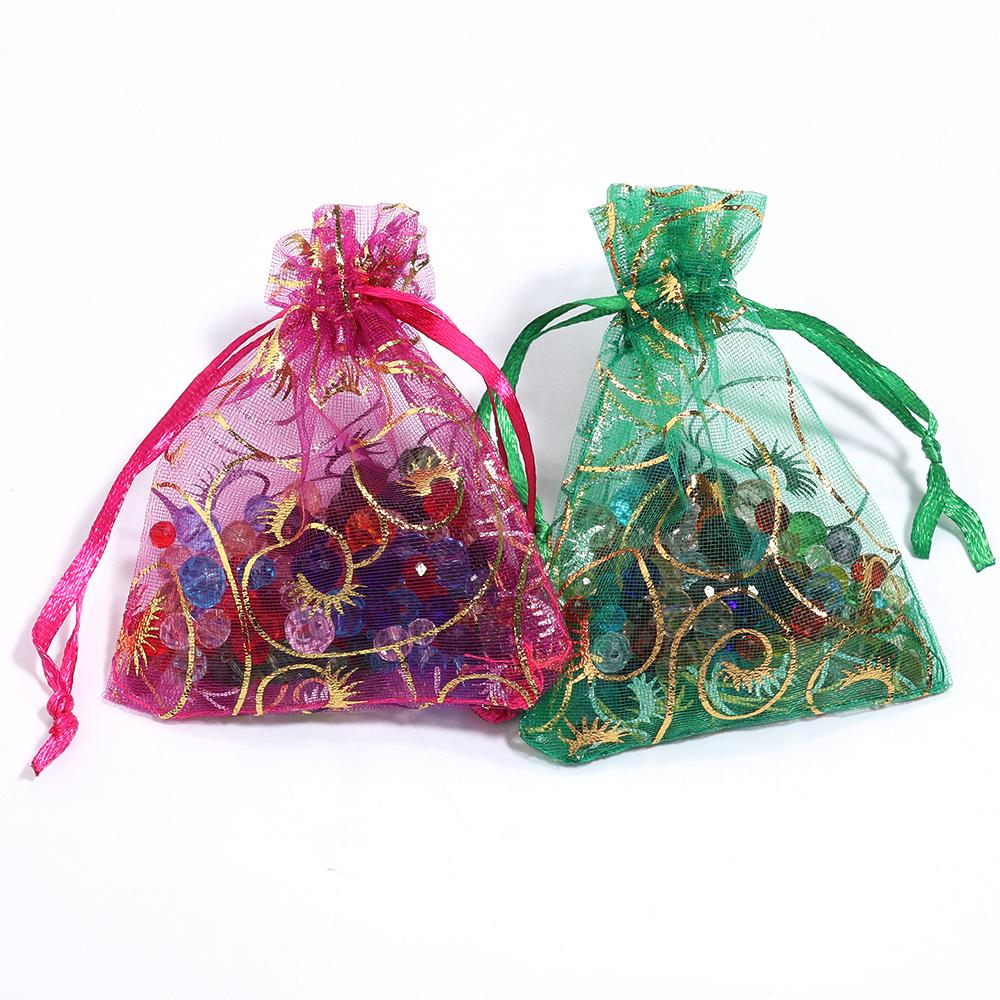 10pcs Drawstring Organza Bags Colorful Jewelry Packaging Bags For Wedding Party Birthday Christmas Gifts Candy Pouches Wholesale