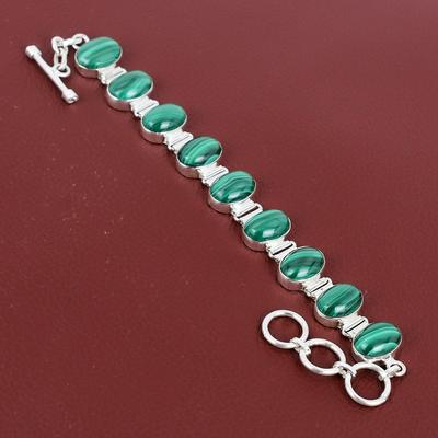 Malachite Bracelet Real Gemstone Jewelry Handmade Brand New Bracelet 925 Sterling Silver Bracelet Adjustable Chain Bracelet Gifts For Mother
