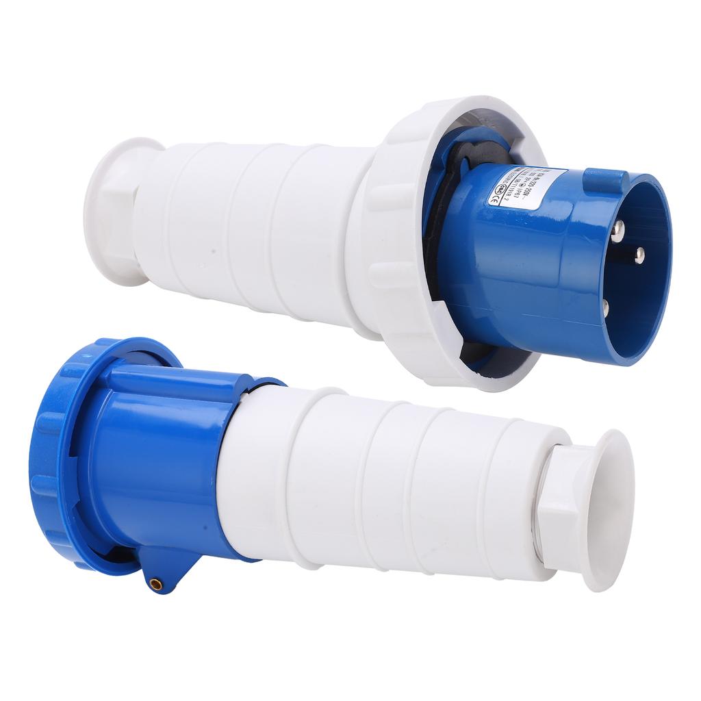 Industrial Plug Connector Single Phase 3 Pin 220250V 2P+E IP67 Blue White for Oilfield Chemicals
