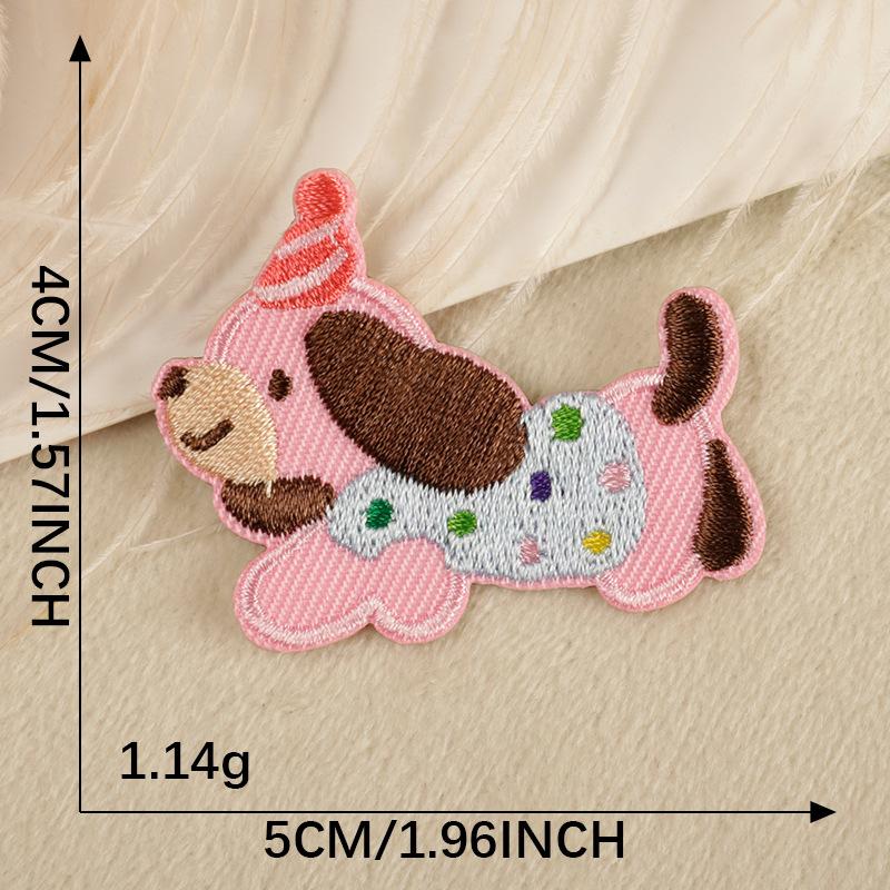 14pcs Sausage Dog Love Embroidery Stickers Self-Adhesive Patch Fabric Accessories Clothing Decoration