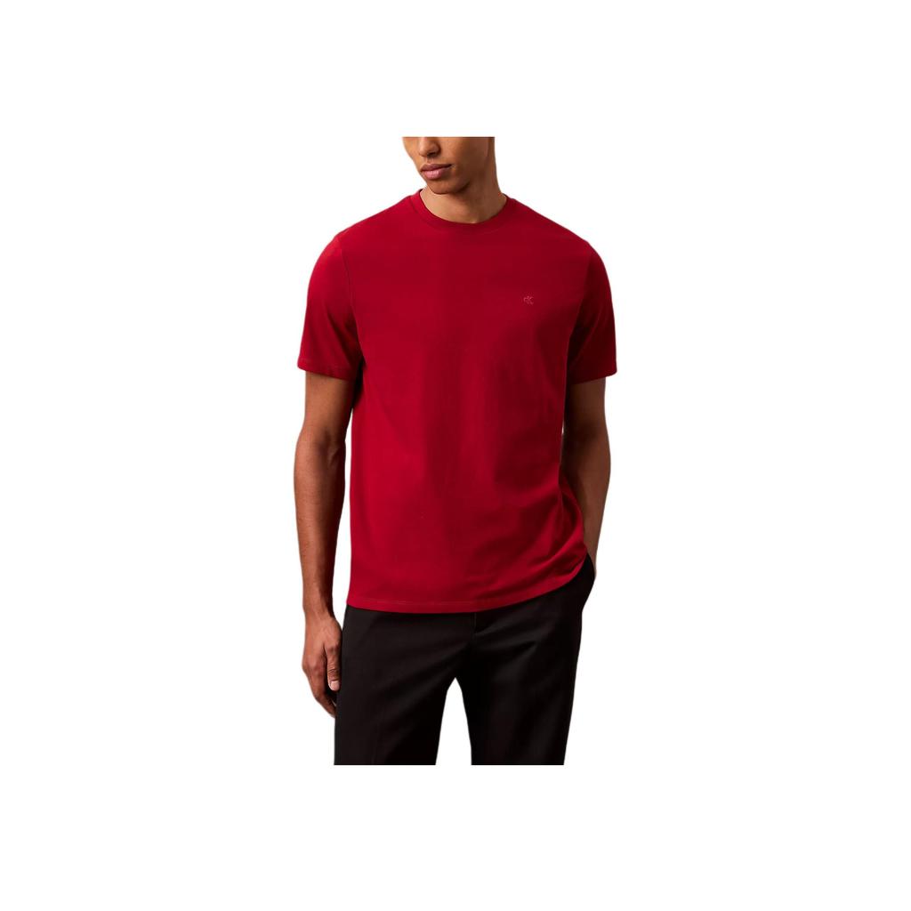 Calvin Klein Breathable Comfortable Letter Round Neck Short Sleeve T-Shirt Men Tops Burgundy 40HM265-643
