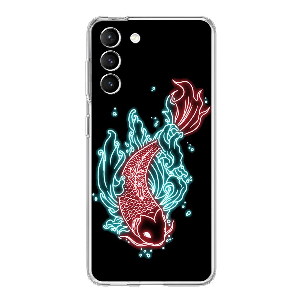 Flamingo Neon Flower Wave Art Phone Case For Samsung Galaxy S22 S21 S20 FE Ultra 5G S10 S10E S9 S8 Plus Note 10 20 Clear Cover