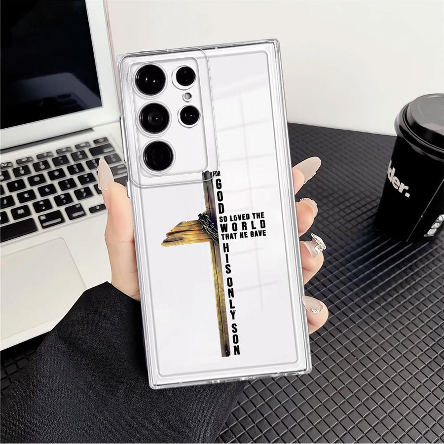 Simple Christian Cross Phone Cover Case for Samsung Galaxy S26 S21 S22 FE S20 Plus S24 Note 20 Ultra 10 S23 Ultra S25 Edge