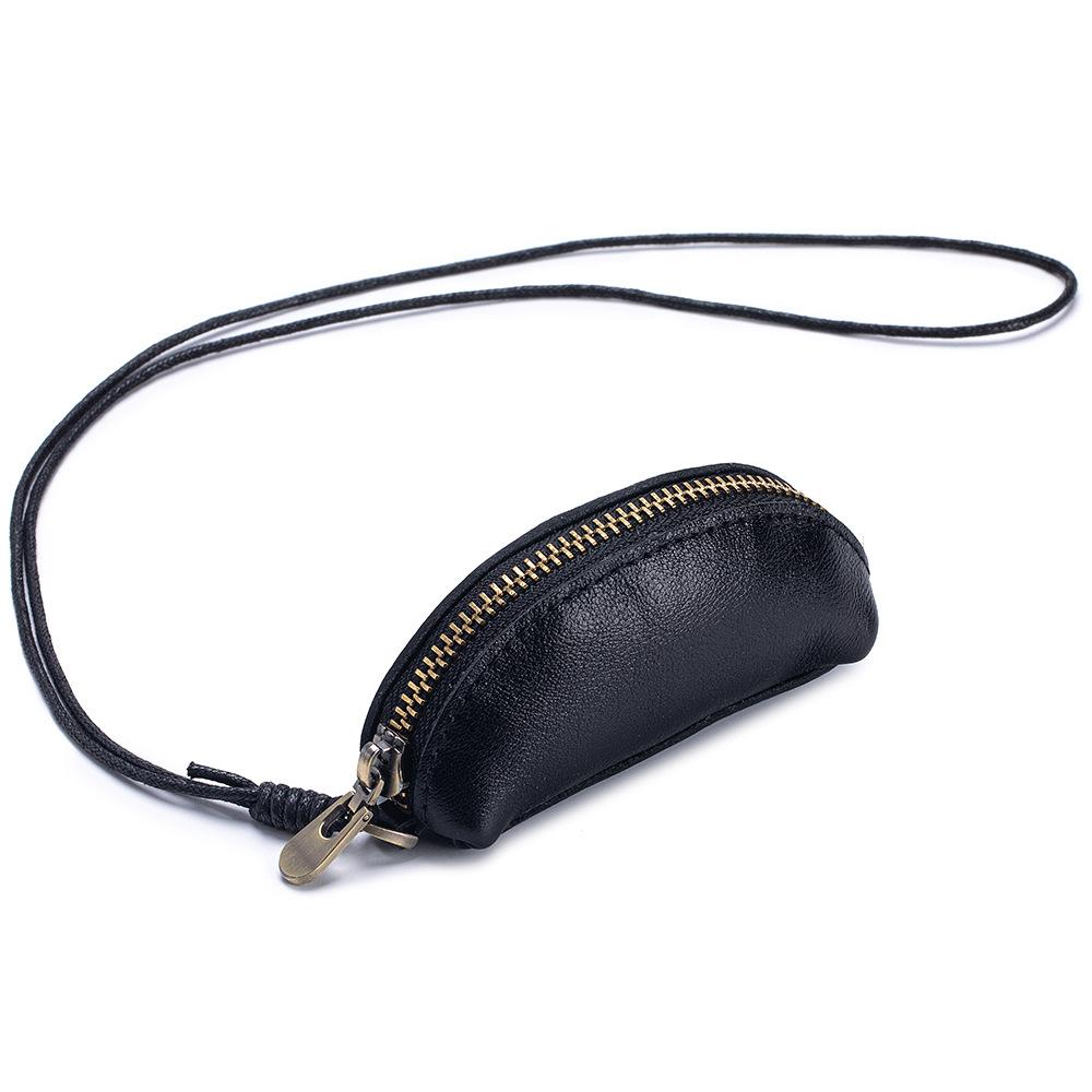 

New first-layer vegetable tanned cowhide neck red envelope mini coin storage bag women s change bag key bag чёрный