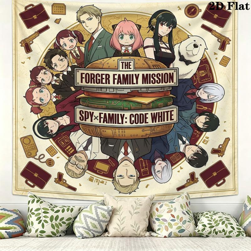 Spy Family Wall Tapestry Aesthetic Wall Hanging Printed Fabric Blanket Decorative Tapestries For Bedroom Living Room Home Decor