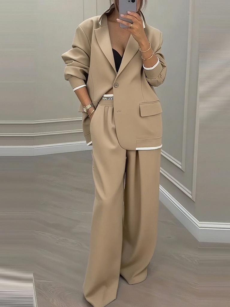 Herbst Neues Damen-Bekleidungsset - Elegante Langarmjacke mit Weitbeiniger Hose und Anzughose