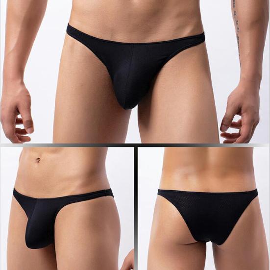 Men Underpants Highly Elastic Breathable Non-Fading Low Waist Friendly To Skin Moisture Wicking Nylon Stretchy Mesh Men Briefs Bikini Underpants