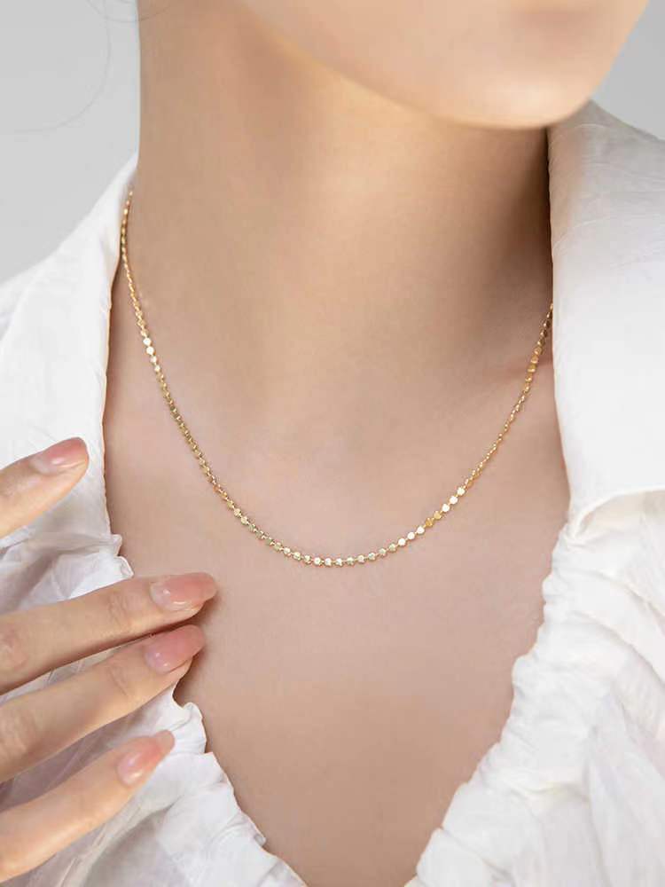 Popular metal flat piece Doudou necklace niche design collarbone chain simple temperament necklace
