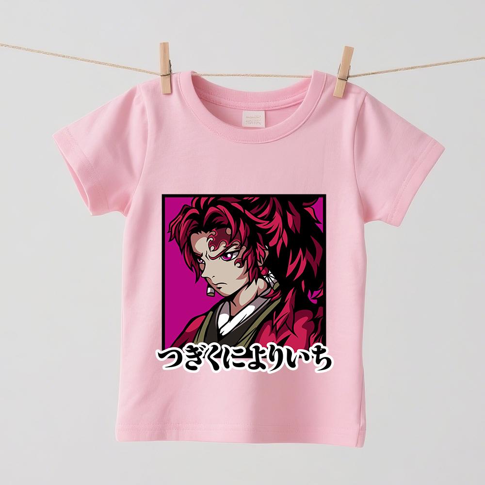 Demon Slayer Yoriichi Anime Print Cotton Boys Girls Short Sleeve Kids T Shirt Summer Casual Soft Breathable Daily Wear