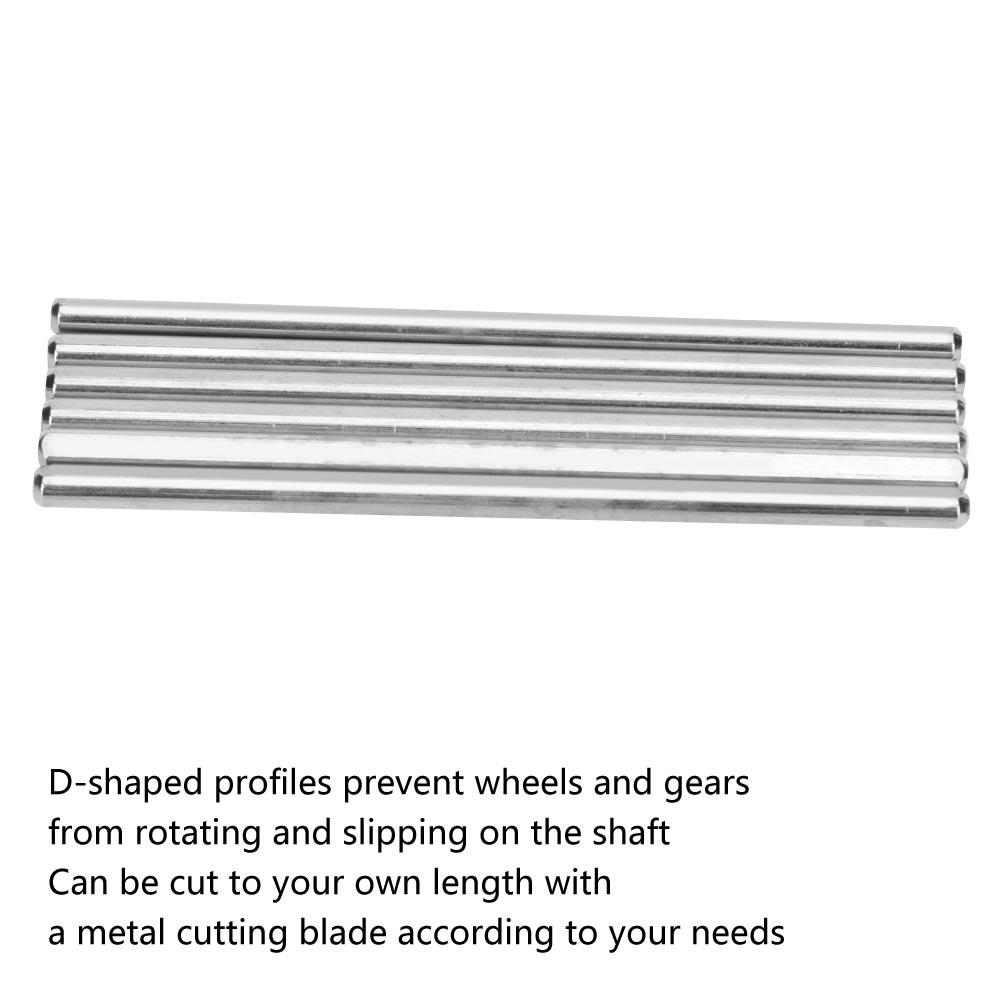 6pcs 100mm Stainless Steel D Hole Shaft Toy Car Gear Axle DIY Industrial Robot Parts