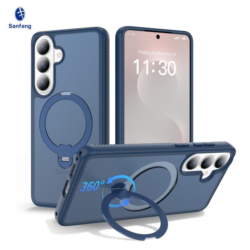 Suitable S26plus Matte Magnetic Phone Case S25Ultra Rotating Bracket S24 Anti-slip Protective Cover