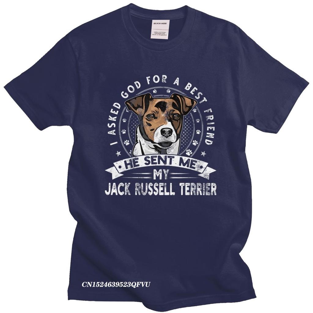 Grunge Style Jack Russell Terrier Men Camisas Men Casual Dog Friend Tshirt Distressed Print Premium Cotton Tee Camisas