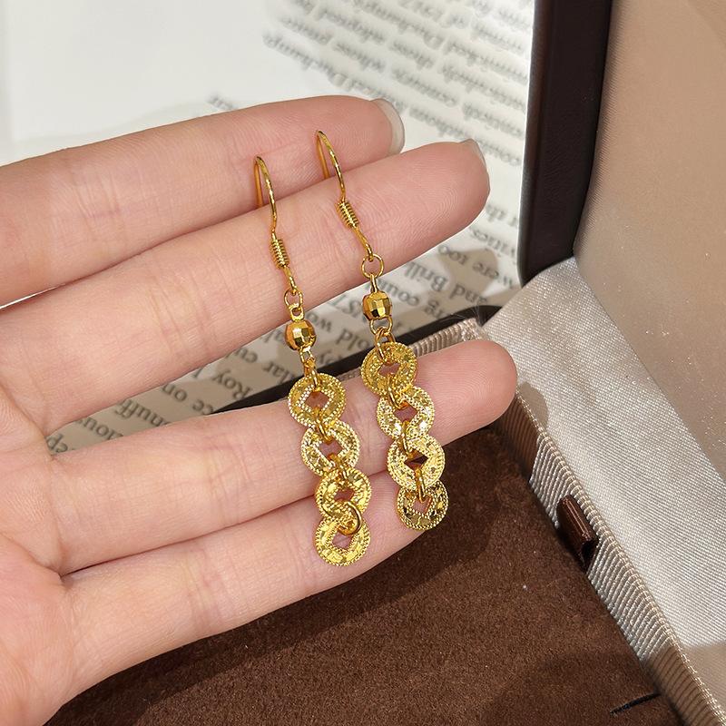 Silver Needle New Chinese Simple Diamond-encrusted Lucky Bag Fringed Earrings, Earrings, Exquisite Versatile Earrings