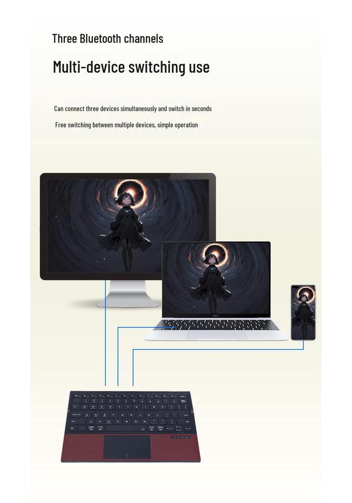 SANWA Wireless Bluetooth Foldable Touch Keyboard: Ultra-Thin & Lightweight, Universal Compatibility with iPad, Tablet, Phone, Computer