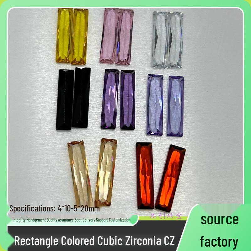 

Rectangular White 5A Cubic Zirconia & Moissanite Loose Stone - Colorless Synthetic Quadrilateral 4×10mm 10 pieces/pack