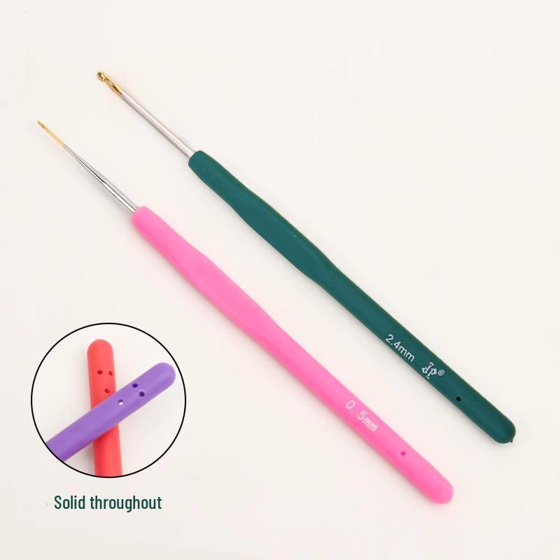 Candy-colored Crochet Hook with Gold-Plated Head - Soft Handle for DIY Sweaters, Shoes, and Hats