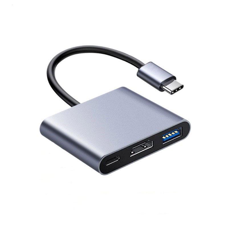 Type-C to 5-in-1 Docking Station: 100M Network, USB 3.0 Hub, 4K HD Screen Casting Converter