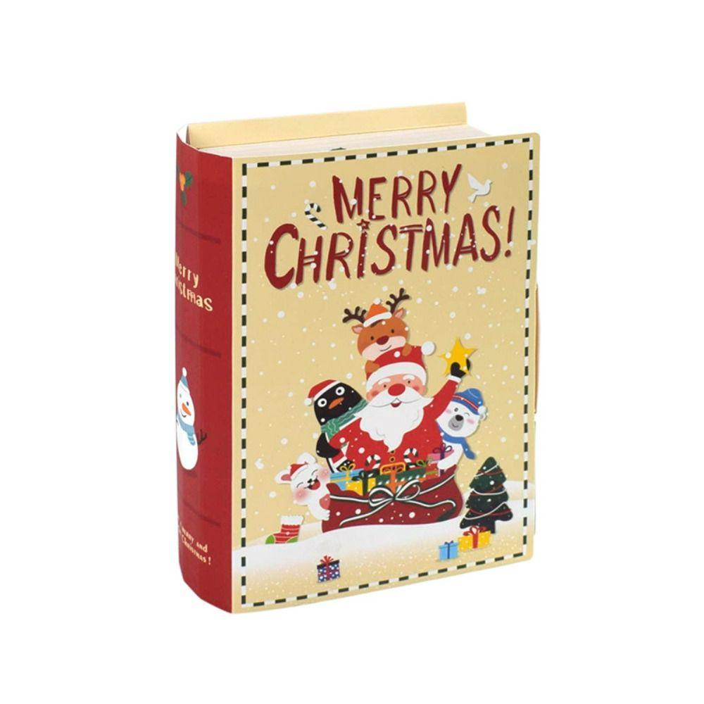 5pcs Paper Book Shape Paper Box Santa Christmas Sugar Gift Box Xmas Gift Packing Box  New Year
