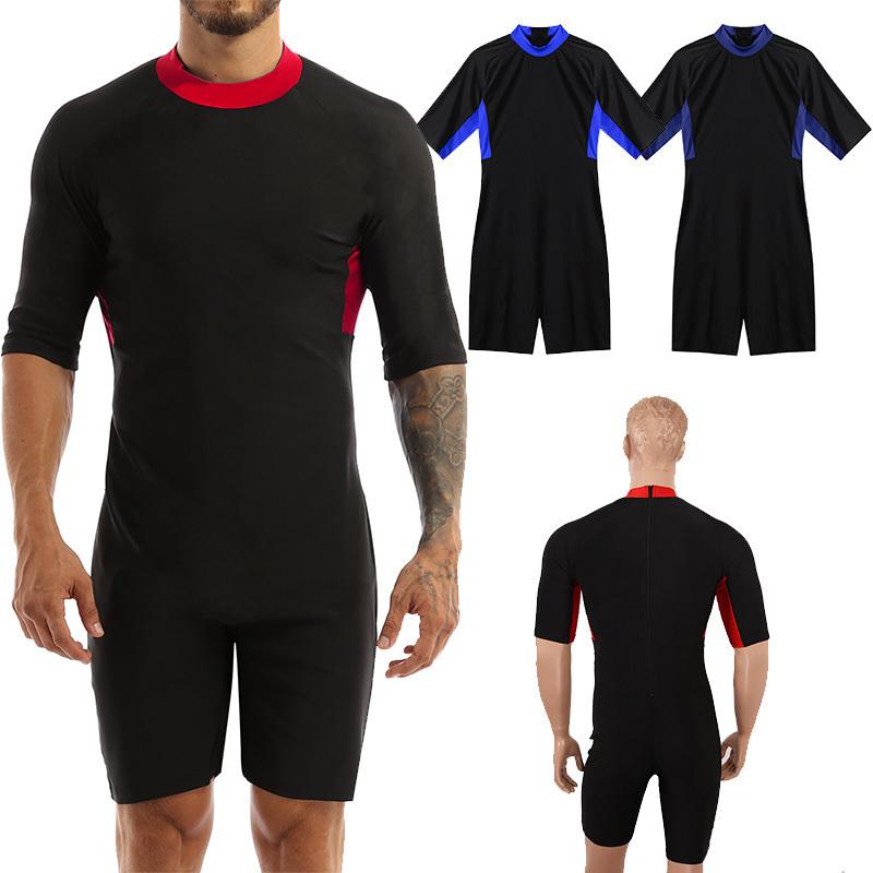 

Чоловічий гідрокостюм для серфінгу, плавання, купальник, суцільний, напіврукав, трико, боді, короткий гідрокостюм, купальний костюм XXL королівський синій колір