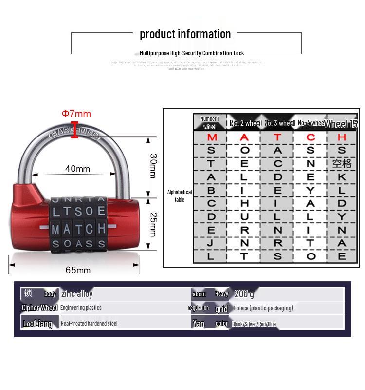 5-Digit U-Shaped Mechanical Combination Padlock