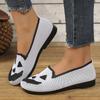 Fashion Pumpkin Printed Breathable Woman Flats Shoes Comfort Knit Slip On Walking Shoes for Women Lightweight Soft Sole Casual Loafers