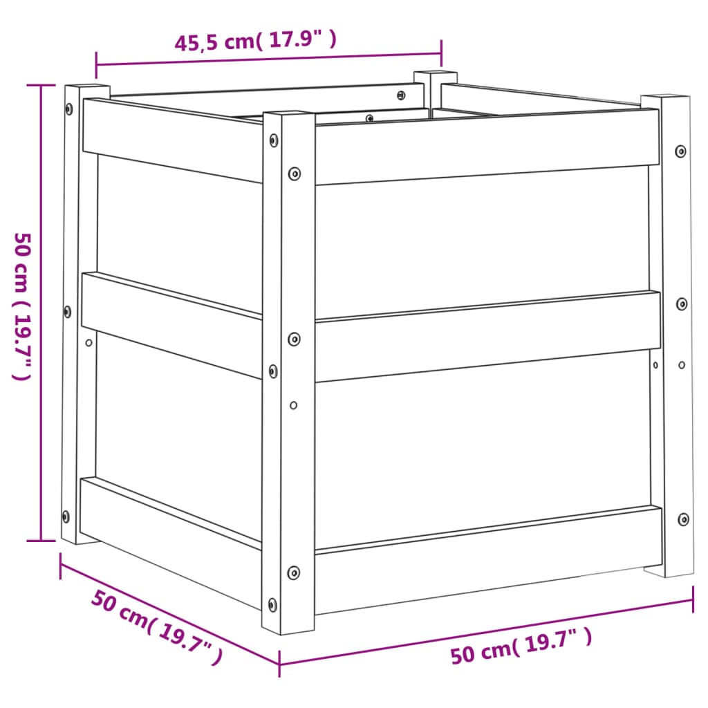 Plant Pot White 50x50x50 Cm Solid Pine Wood