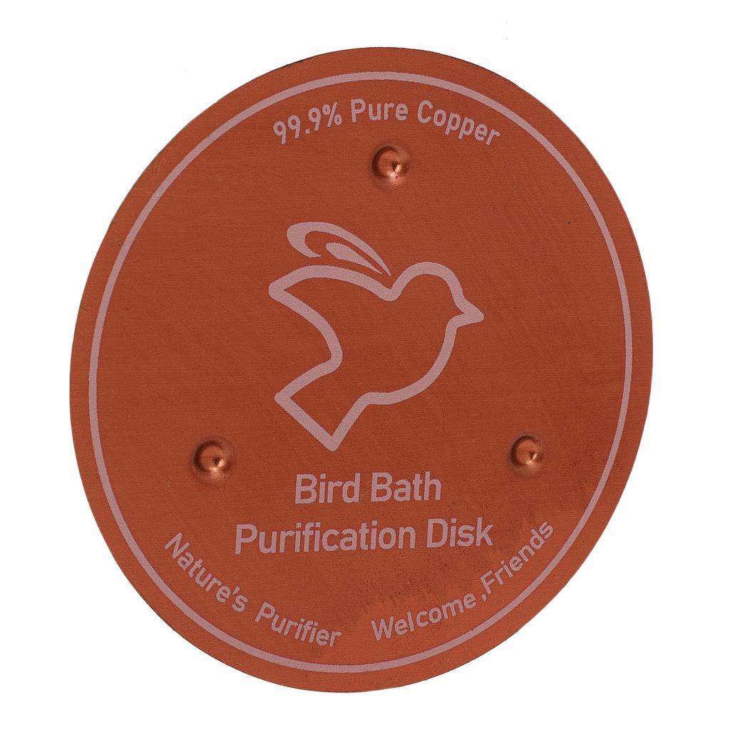 Bird Bath Copper Disk 99.99percent Pure Copper Water Cleaner 1mm Thick with Stable Triple Point Support for Outdoor