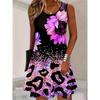 Fashion Floral 3D Printed Pattern Women Mini Dresses Summer Sleeveless Beach Casual Comfortable Soft Breathable Dress