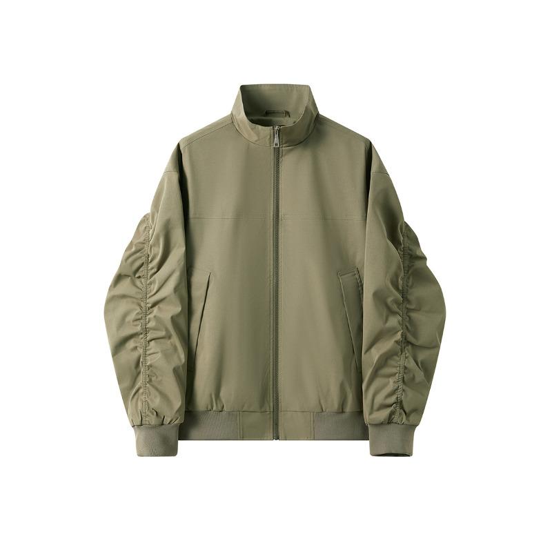 American Retro Jacket Stand-up Collar Jacket Men's Autumn and Winter Solid Color Casual Loose Zipper Jacket