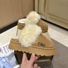 Half-tray snow boots for women's 2024 winter new outer wear warm fluffy slippers thick-soled heightening cotton slippers for women