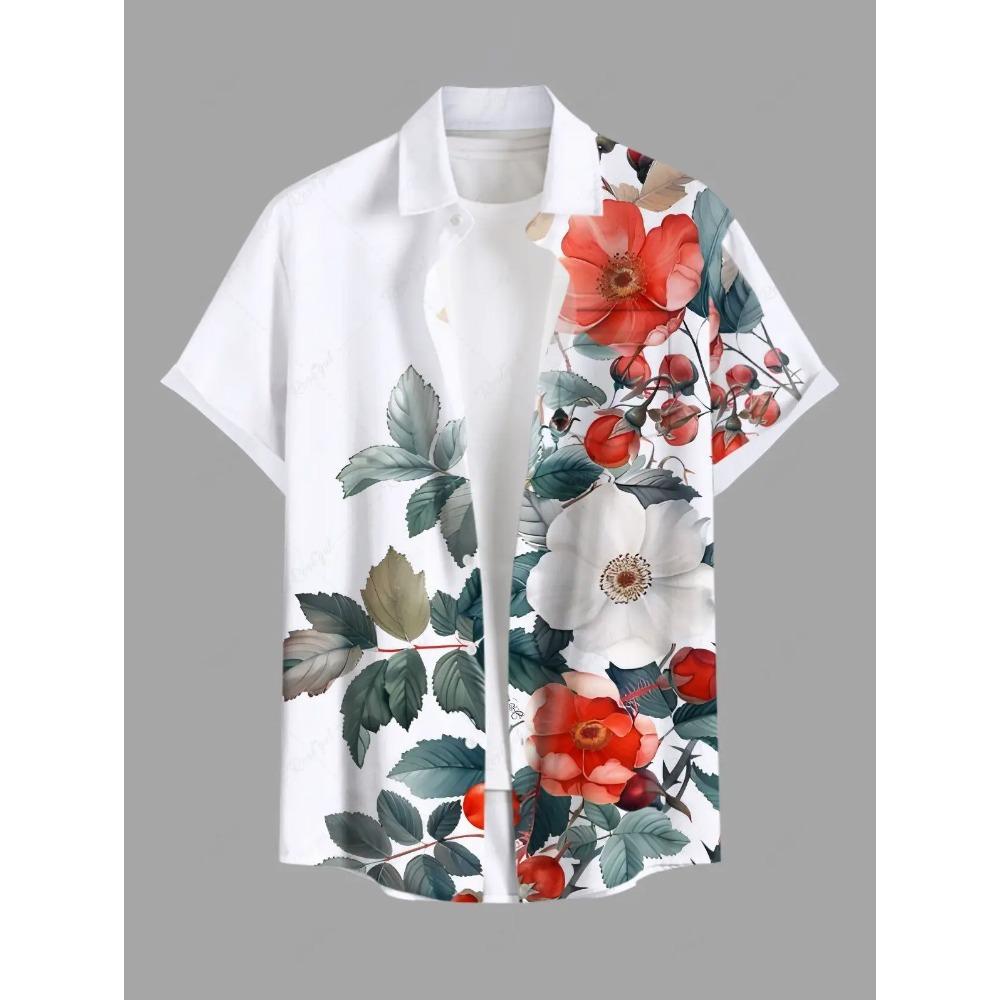 Męska Letnia Koszula z Krótkim Rękawem z Wzorem Drzewa Kokosowego, Drukowany Kołnierzyk, Koszula na Wakacje na Hawajach, Męska Codzienna Koszula Street Hip Hop z Krótkim Rękawem